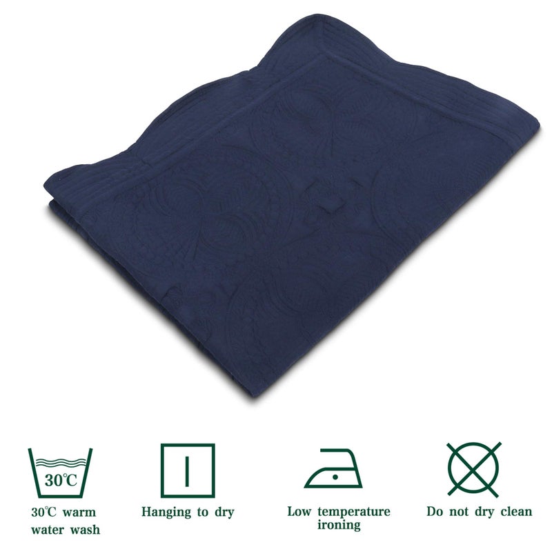 MONOBLANKS Baby Quilt Personlized Monogram Lightweight Embossed Scalloped Throw Blanket Four Seasons (Navy) - Image 3